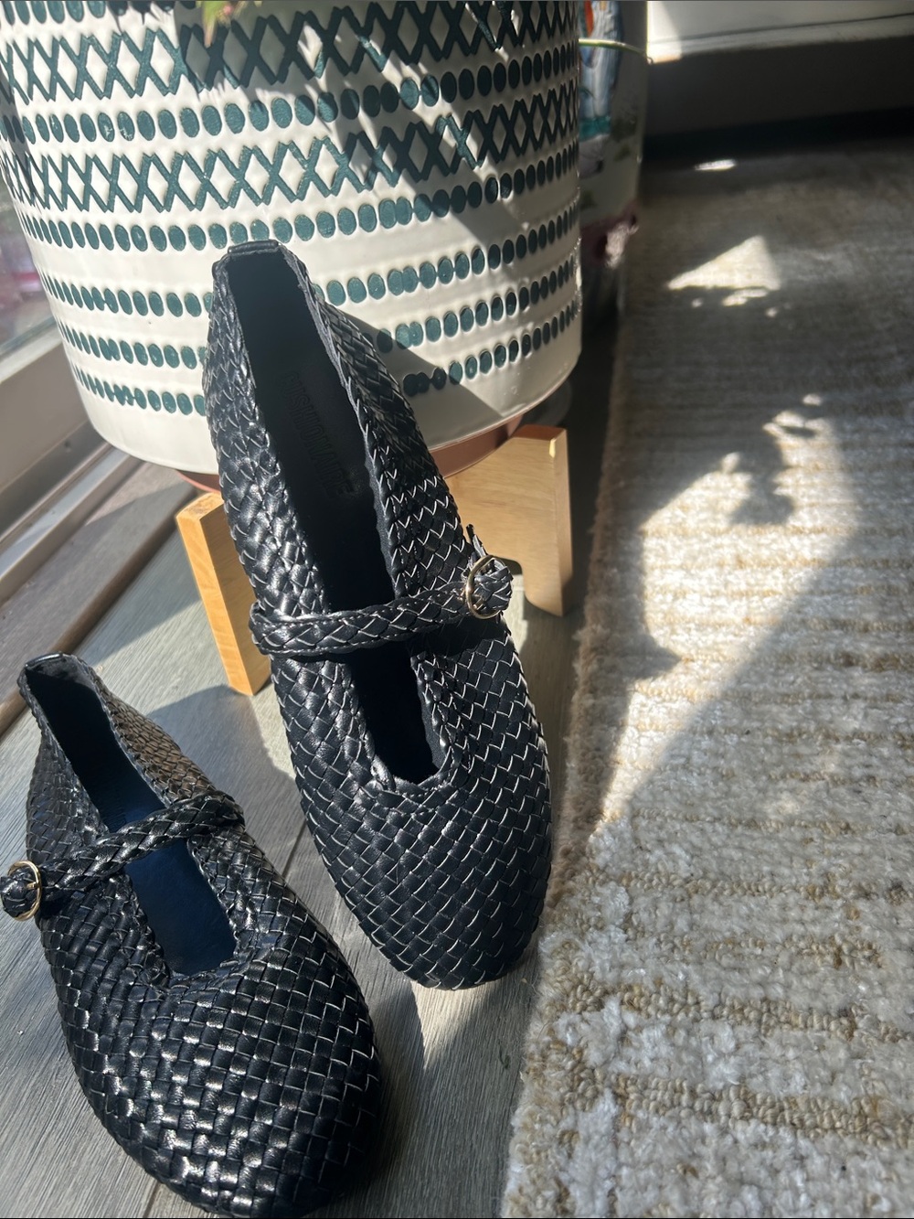Cushionaire Black Woven Mary Jane Flats